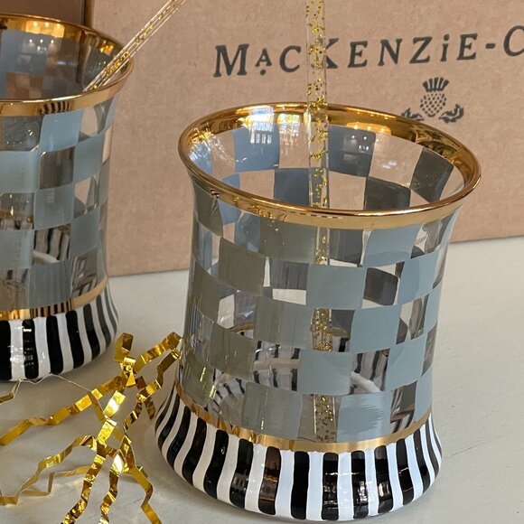 MacKenzie-Childs Carnival Sterling Tumbler Glasses (Set of 2)-NEW - Picture 10 of 12